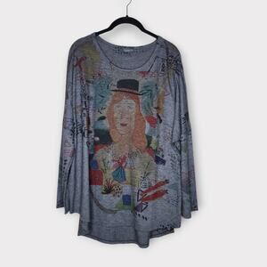 Inoah Long Sleeve Gray Top Red Headed Woman Contemporary Women's Medium